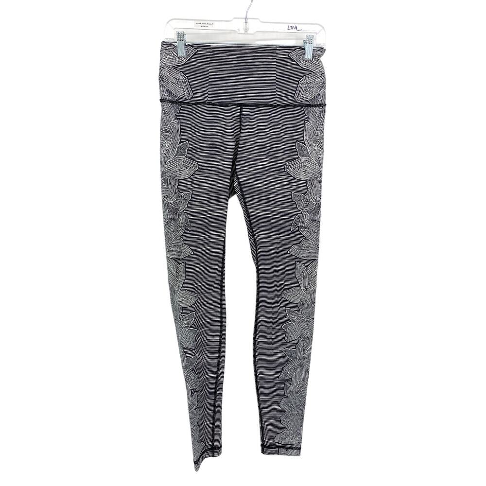 Lululemon Wunder Under Pant Womens Sz 10 Hi Rise Dottie Tribe White Black